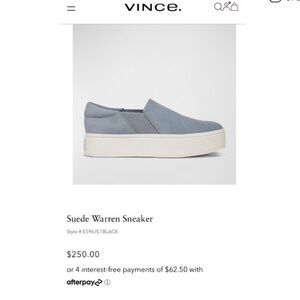 VINCE Warren Platform Genuine Suede Leather Sneakers Chunky Sole Slip Ons 7 Blue